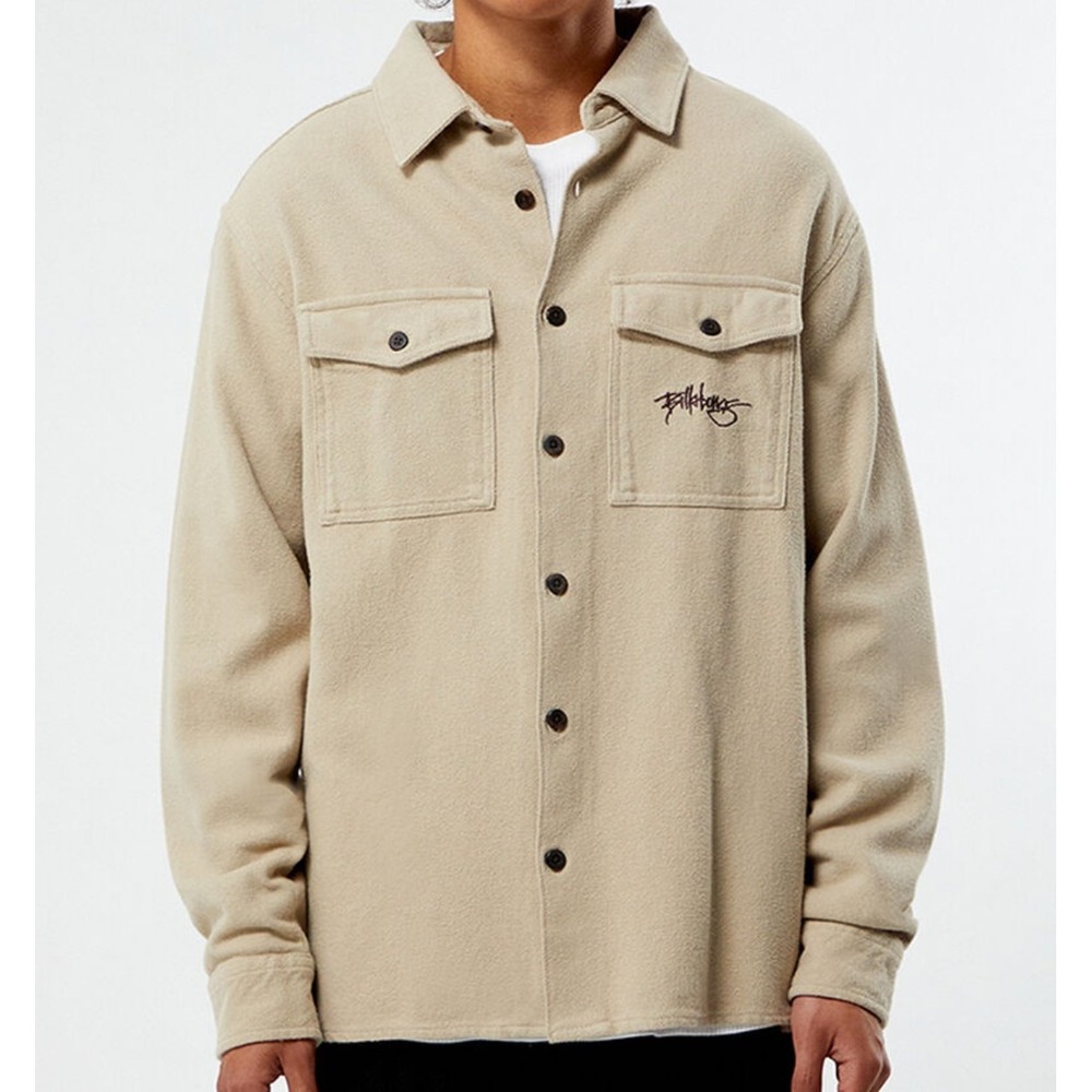 Billabong Men's Bong Days Long Sleeve Button Down Heavy Shirt Sand Large NEW $80